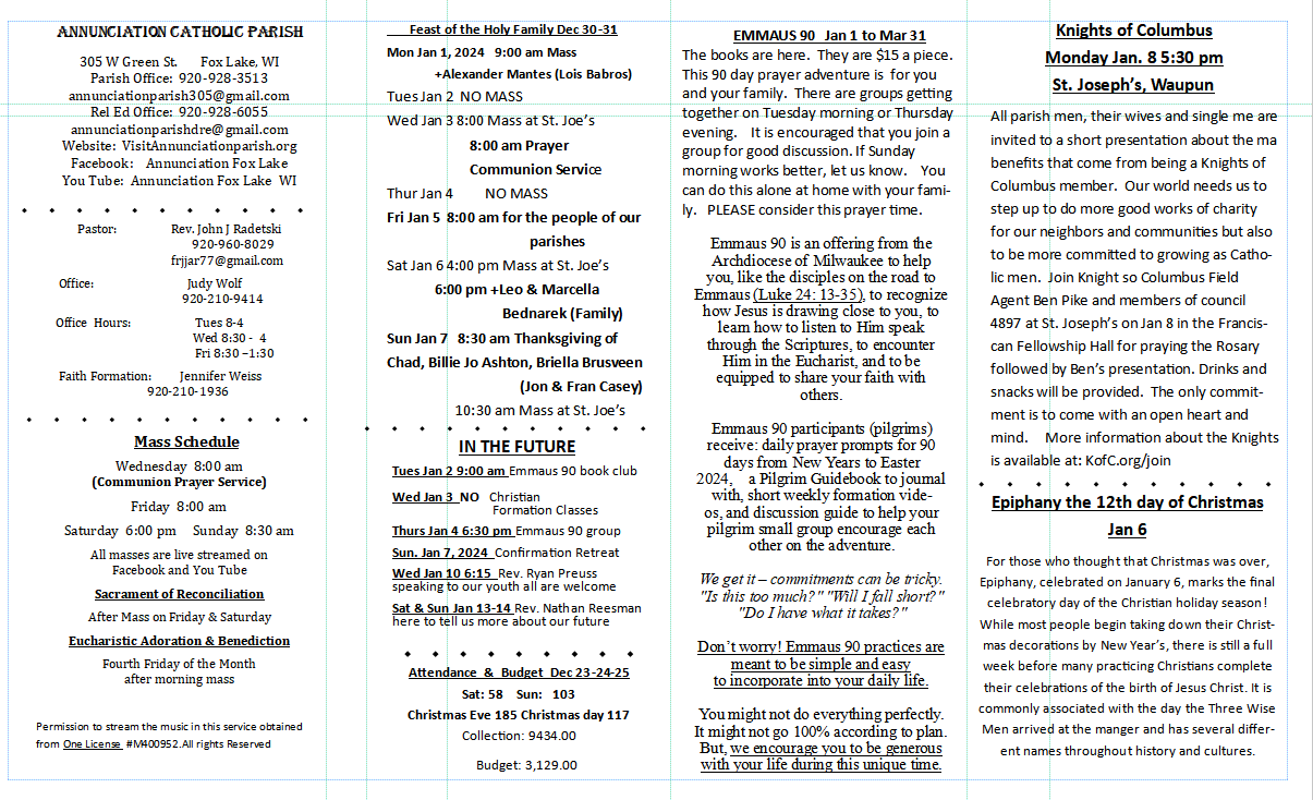 Annunciation Parish Bulletin | Fox Lake, WI - Annunciation Parish